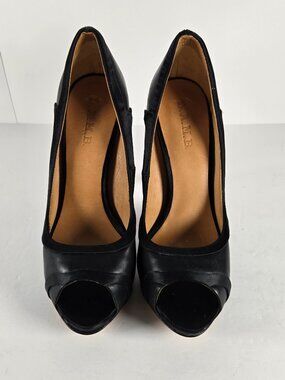 RARE Vintage L.A.M.B Gwen Stefani Black Open Toe Platform Pumps Like New Size 9